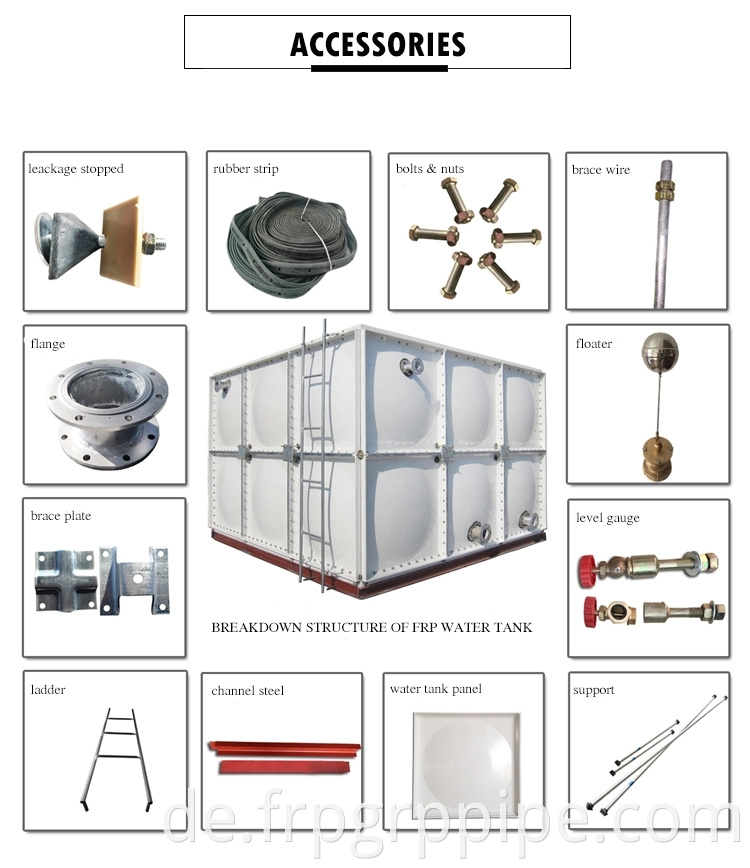 100m3 500m3 10000 Liter GRP Glasfaser -Schnittwater Tank 10000 Liter Wassertank Preis FRP zusammenklappbarer Wassertank